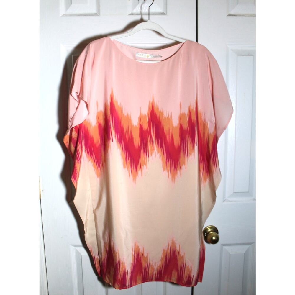 Marie Oliver 100% Silk Pink Colorburst Mini Kaftan Dress sz XS